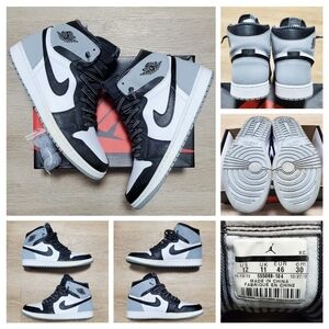 Size 12 Nike Air Jordan 1 Retro OG High Barons 2014 Grey White 555088-104 OG ALL